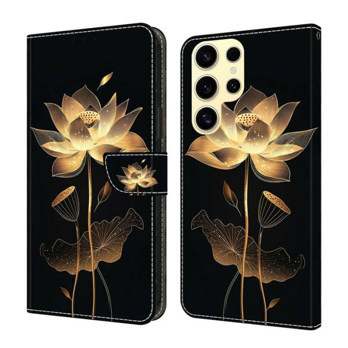 OEM - Plånboksfodral för Samsung Galaxy S26 Ultra Fällbart Ställ - Guldtråd Lotus