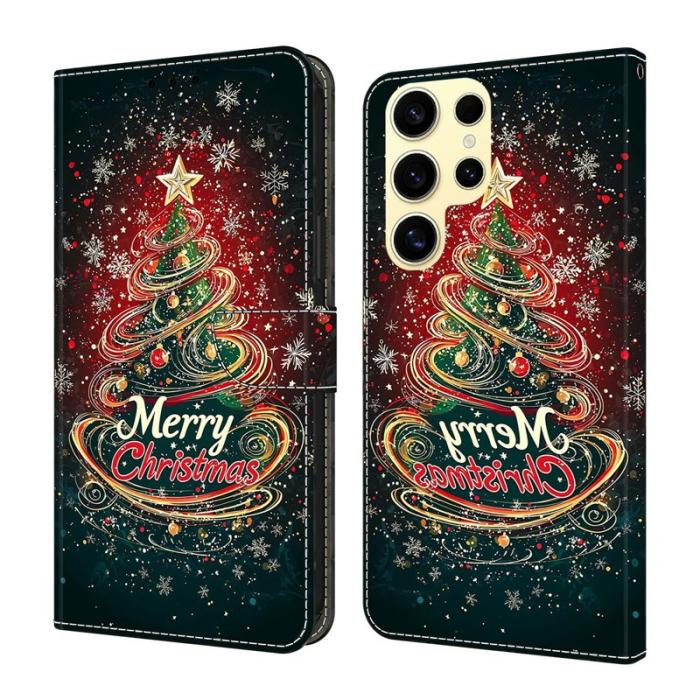 OEM - Plånboksfodral för Samsung Galaxy S26 Ultra Fällbart Ställ - Julgran - Grön