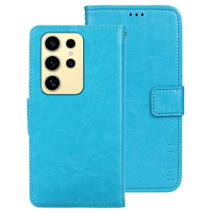 IDEWEI - IDEWEI Mobilfodral för Samsung Galaxy S26 Ultra Kickstand Äkta läder - Ljusblå