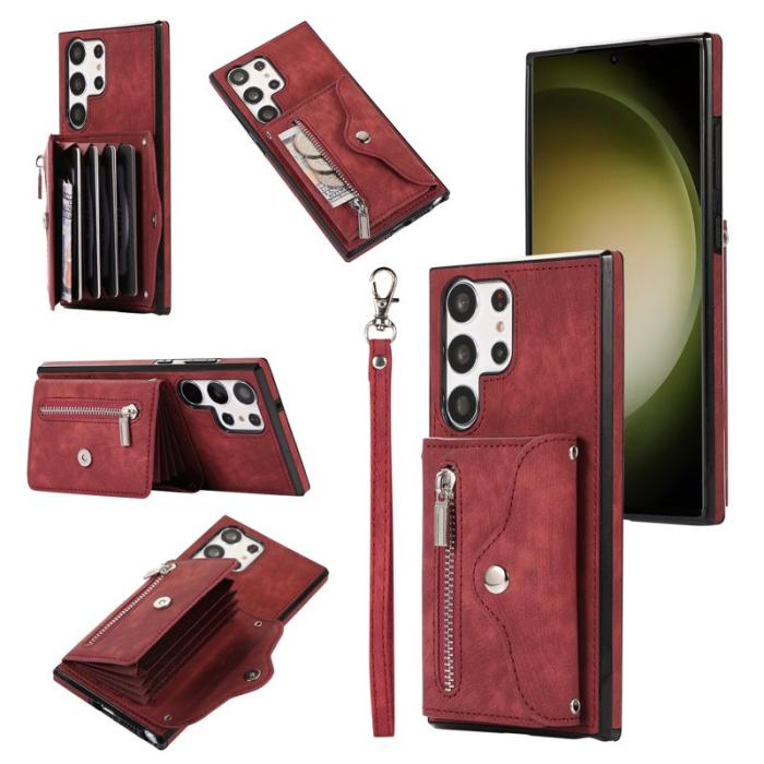 OEM - Mobilfodral för Samsung Galaxy S26 Ultra Kickstand Card Slot - Röd