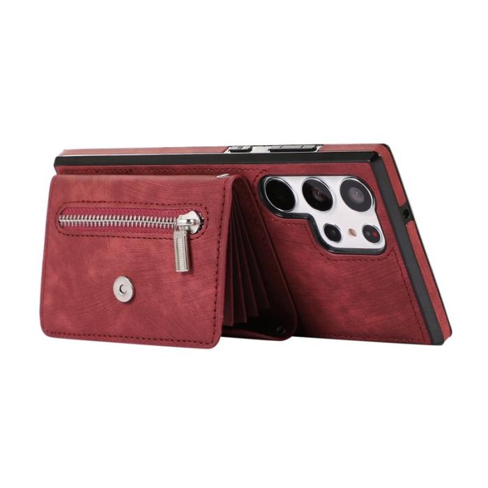 OEM - Mobilfodral för Samsung Galaxy S26 Ultra Kickstand Card Slot - Röd