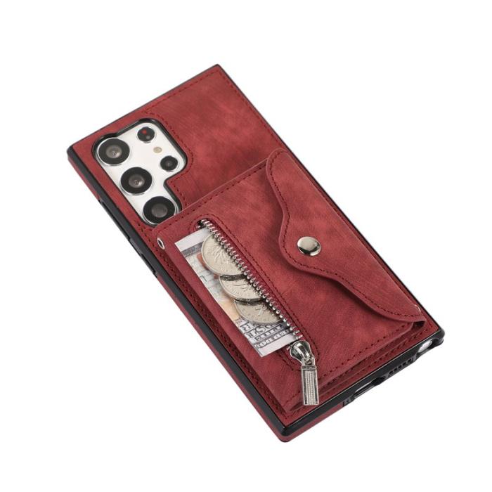 OEM - Mobilfodral för Samsung Galaxy S26 Ultra Kickstand Card Slot - Röd