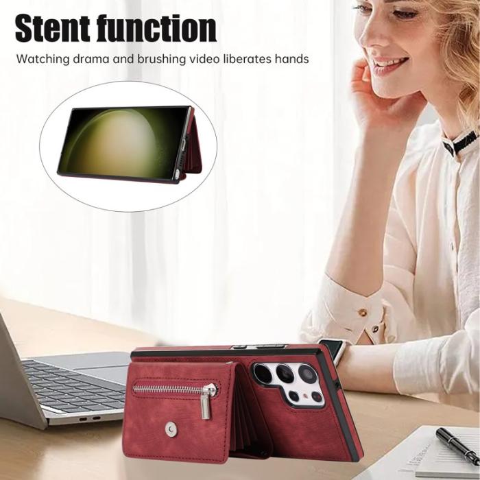 OEM - Mobilfodral för Samsung Galaxy S26 Ultra Kickstand Card Slot - Röd