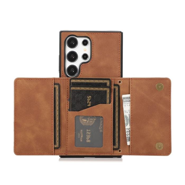 OEM - Plånboksfodral för Samsung Galaxy S26 Ultra Kickstand Konstläder - Brun