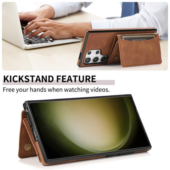 OEM - Plånboksfodral för Samsung Galaxy S26 Ultra Kickstand Konstläder - Brun