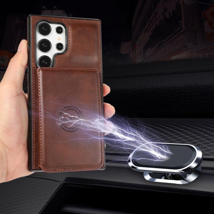 OEM - Mobilfodral för Samsung Galaxy S26 Ultra Kickstand Kortfack - Kaffe