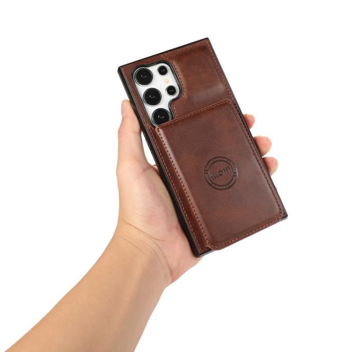 OEM - Mobilfodral för Samsung Galaxy S26 Ultra Kickstand Kortfack - Kaffe