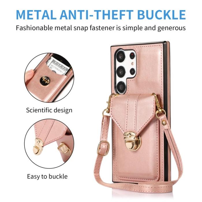 OEM - Mobilfodral för Samsung Galaxy S26 Ultra Kickstand Kortfack Konstläder Roséguld