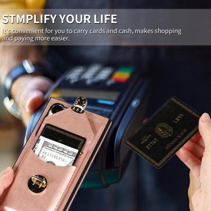 OEM - Mobilfodral för Samsung Galaxy S26 Ultra Kickstand Kortfack Konstläder Roséguld