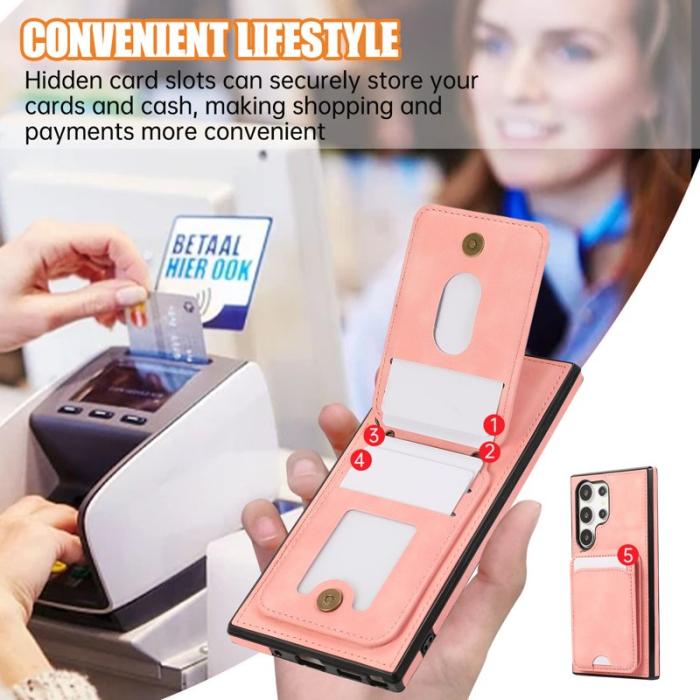 OEM - Mobilfodral för Samsung Galaxy S26 Ultra Kickstand Kortfack - Rosa