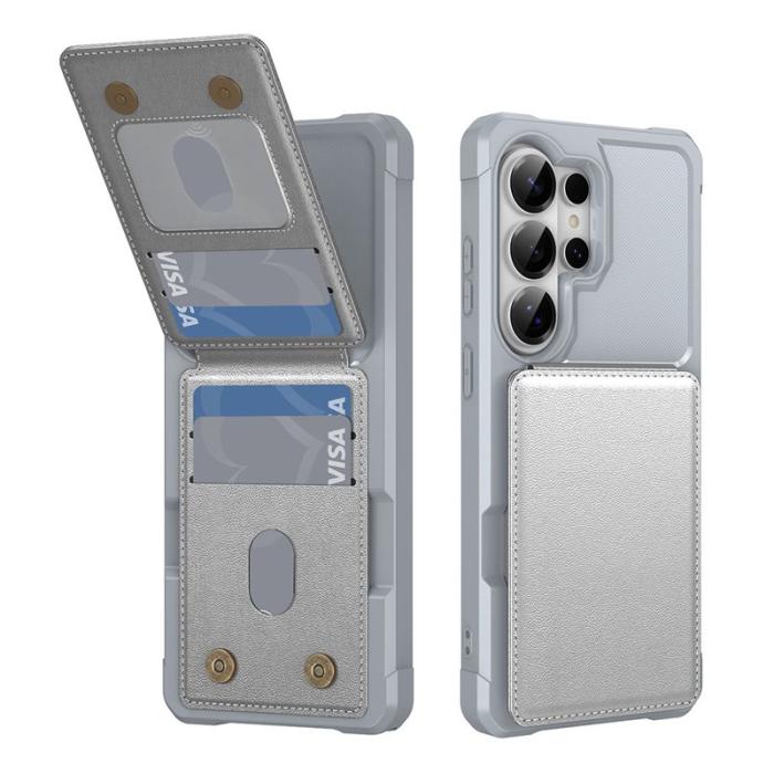 OEM - Mobilfodral för Samsung Galaxy S26 Ultra Kickstand Kortfack - Silver