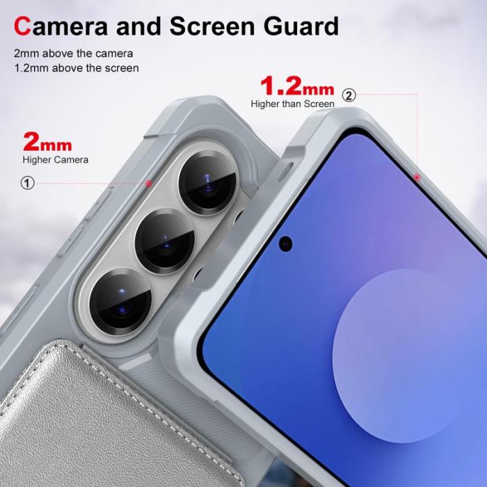 OEM - Mobilfodral för Samsung Galaxy S26 Ultra Kickstand Kortfack - Silver