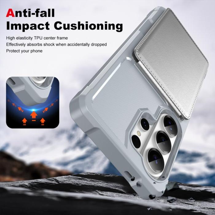 OEM - Mobilfodral för Samsung Galaxy S26 Ultra Kickstand Kortfack - Silver