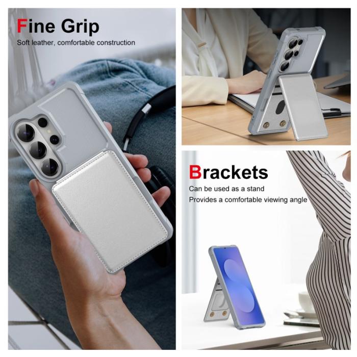 OEM - Mobilfodral för Samsung Galaxy S26 Ultra Kickstand Kortfack - Silver