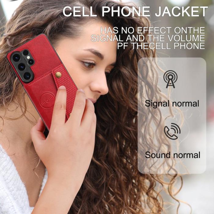 OEM - Mobilfodral för Samsung Galaxy S26 Ultra Kickstand med kortfack - Röd