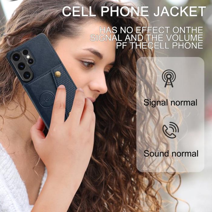 OEM - Mobilfodral för Samsung Galaxy S26 Ultra Kickstand och kortfack - Blå