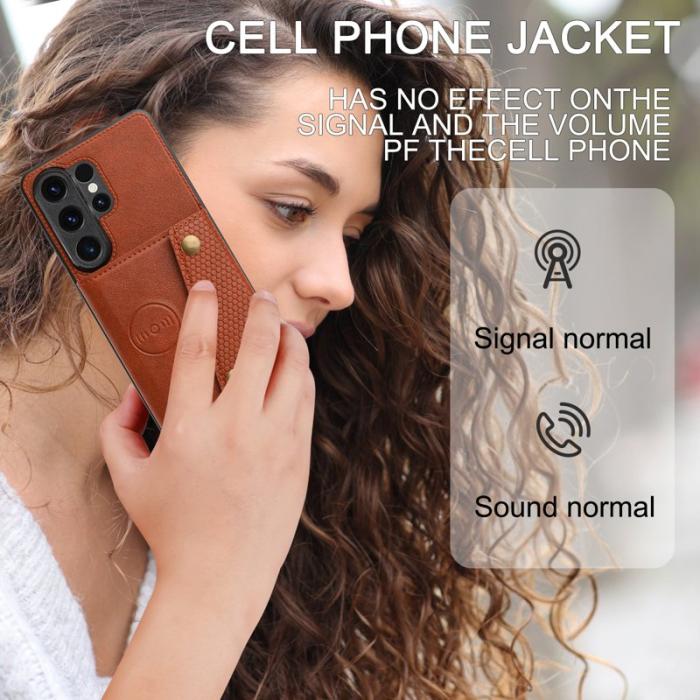 OEM - Mobilfodral för Samsung Galaxy S26 Ultra Kickstand och kortfack - Brun