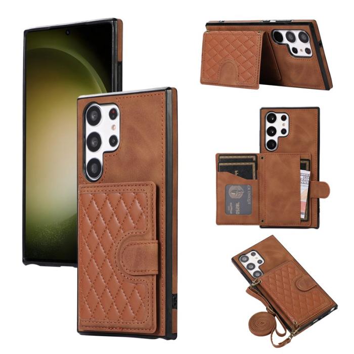 OEM - Mobilfodral för Samsung Galaxy S26 Ultra Kickstand TPU + Konstläder - Brun