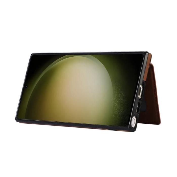 OEM - Mobilfodral för Samsung Galaxy S26 Ultra Kickstand TPU + Konstläder - Brun