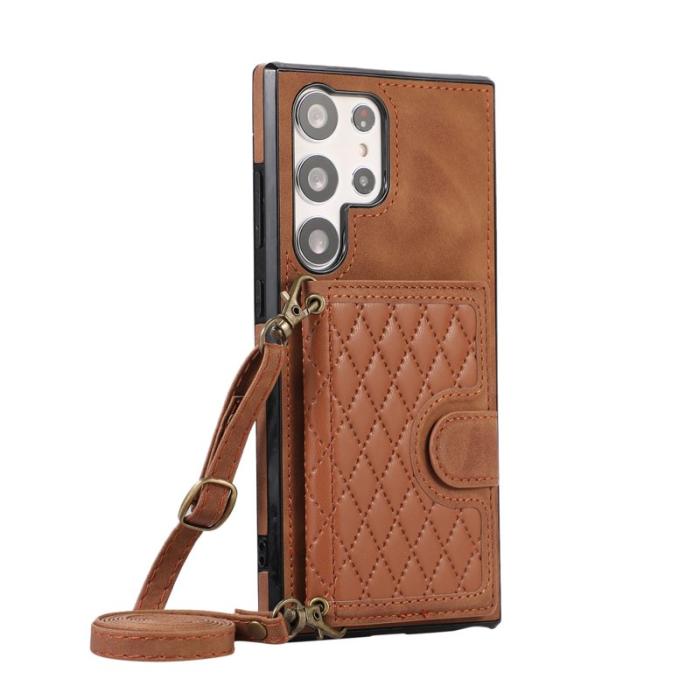 OEM - Mobilfodral för Samsung Galaxy S26 Ultra Kickstand TPU + Konstläder - Brun