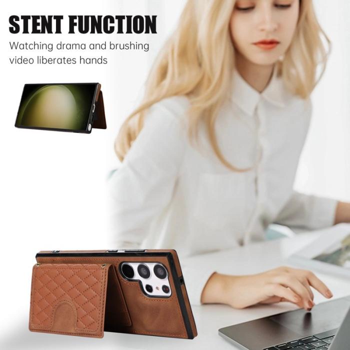 OEM - Mobilfodral för Samsung Galaxy S26 Ultra Kickstand TPU + Konstläder - Brun