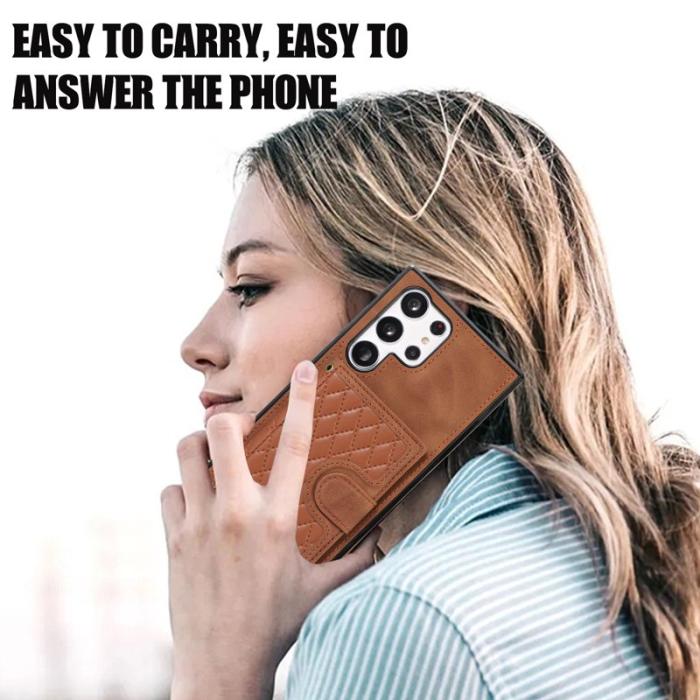 OEM - Mobilfodral för Samsung Galaxy S26 Ultra Kickstand TPU + Konstläder - Brun