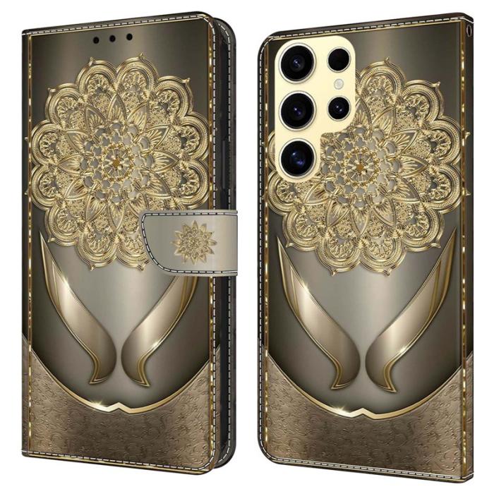 OEM - Plånboksfodral för Samsung Galaxy S26 Ultra Konstläder Flip - Guldblommor