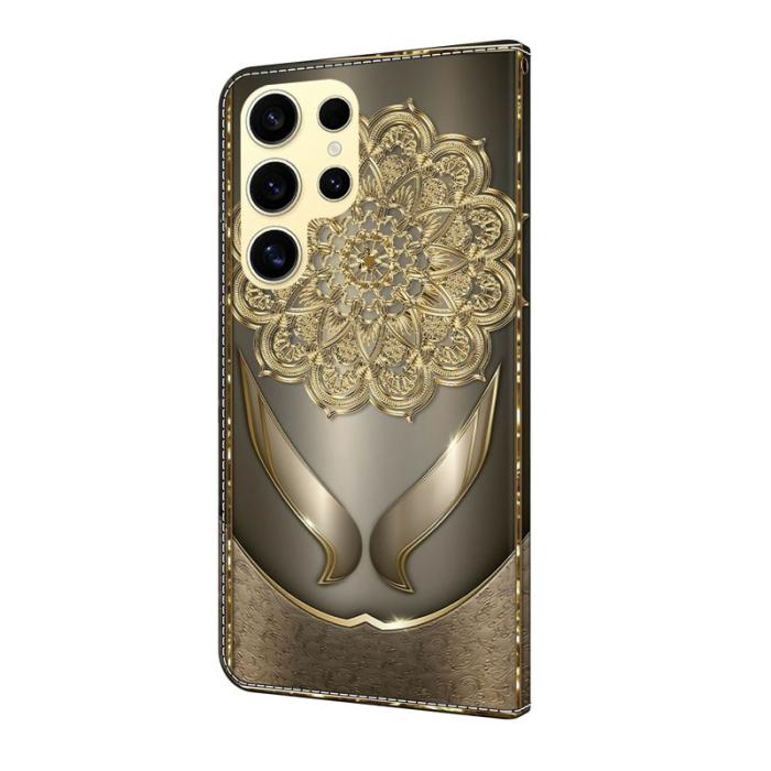 OEM - Plånboksfodral för Samsung Galaxy S26 Ultra Konstläder Flip - Guldblommor