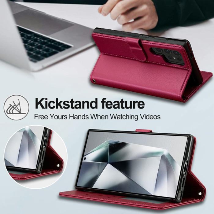 LC.imeeke - LC.IMEEKE Plånboksfodral för Samsung Galaxy S26 Ultra Konstläder Magnetiskt Röd