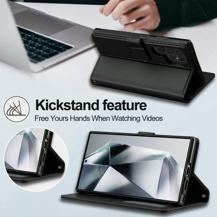 LC.imeeke - LC.IMEEKE Plånboksfodral för Samsung Galaxy S26 Ultra Konstläder Svart