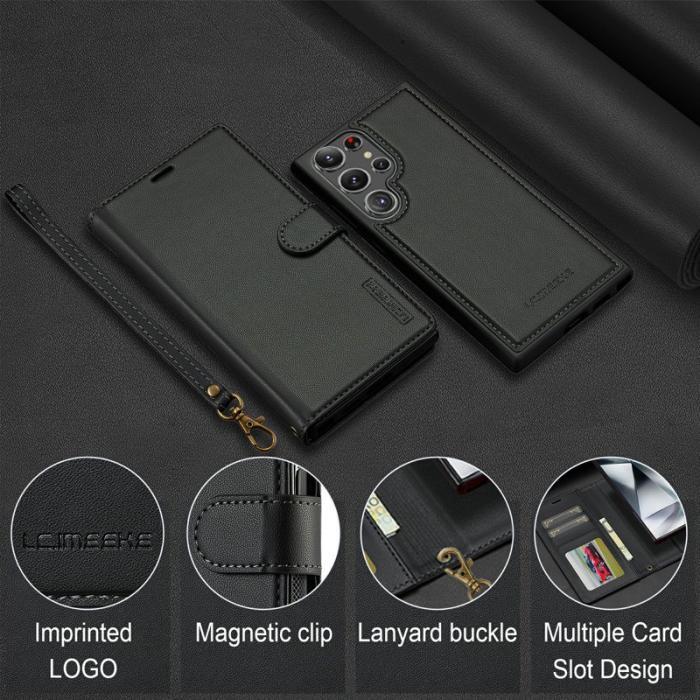 LC.imeeke - LC.IMEEKE Plånboksfodral för Samsung Galaxy S26 Ultra Konstläder Svart