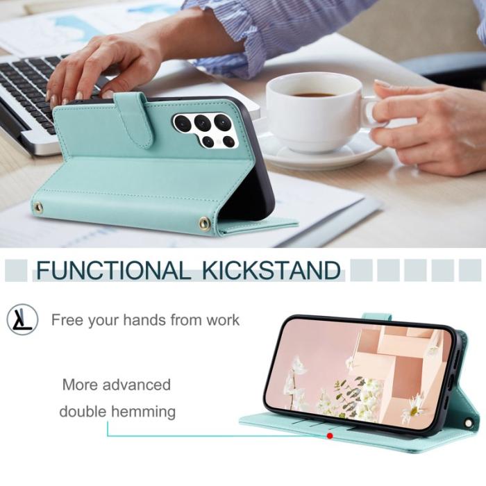 OEM - Plånboksfodral för Samsung Galaxy S26 Ultra Konstläder med axelrem - Mintgrön