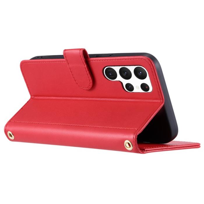 OEM - Plånboksfodral för Samsung Galaxy S26 Ultra Konstläder med axelrem - Röd