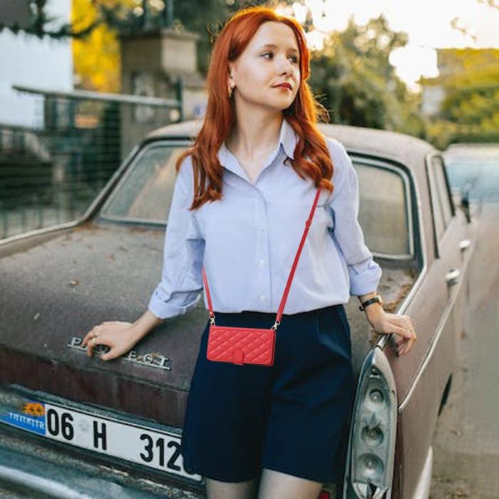 OEM - Plånboksfodral för Samsung Galaxy S26 Ultra Konstläder med axelrem - Röd