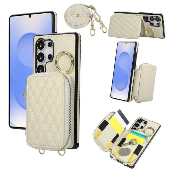 OEM - Mobilfodral för Samsung Galaxy S26 Ultra Konstläder med kortfack - Beige