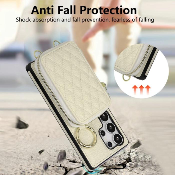 OEM - Mobilfodral för Samsung Galaxy S26 Ultra Konstläder med kortfack - Beige