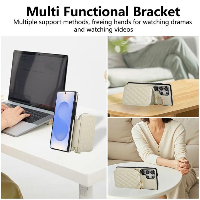 OEM - Mobilfodral för Samsung Galaxy S26 Ultra Konstläder med kortfack - Beige