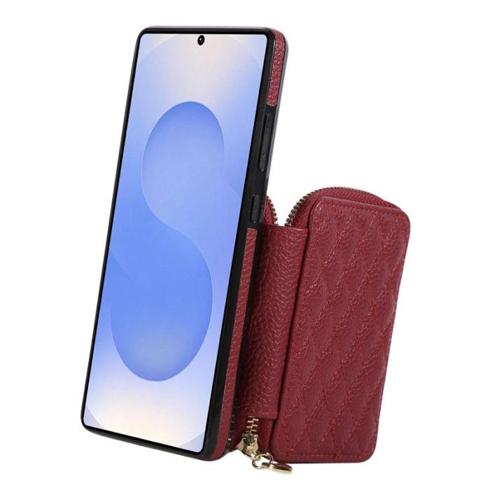 OEM - Mobilfodral för Samsung Galaxy S26 Ultra Konstläder med kortfack - Röd