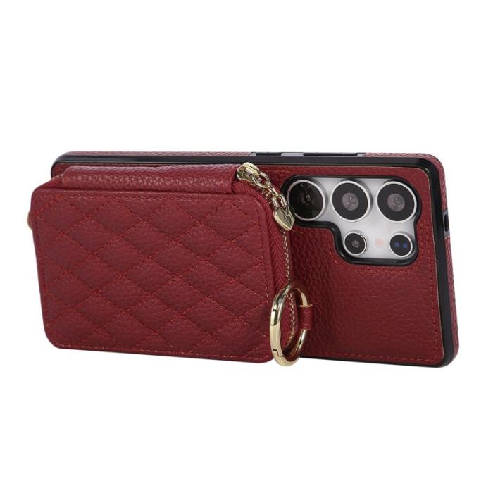 OEM - Mobilfodral för Samsung Galaxy S26 Ultra Konstläder med kortfack - Röd