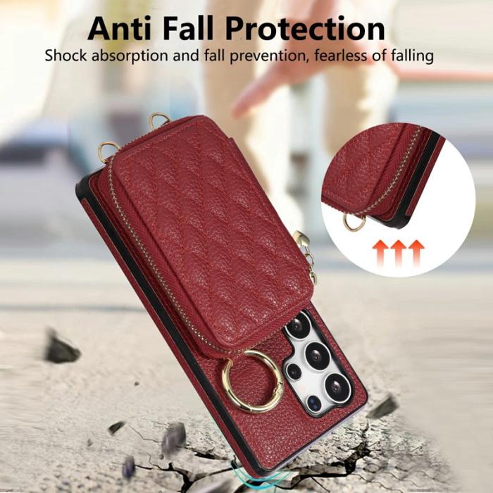 OEM - Mobilfodral för Samsung Galaxy S26 Ultra Konstläder med kortfack - Röd