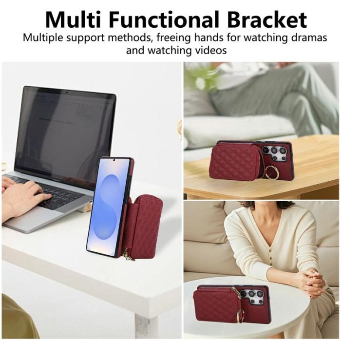 OEM - Mobilfodral för Samsung Galaxy S26 Ultra Konstläder med kortfack - Röd