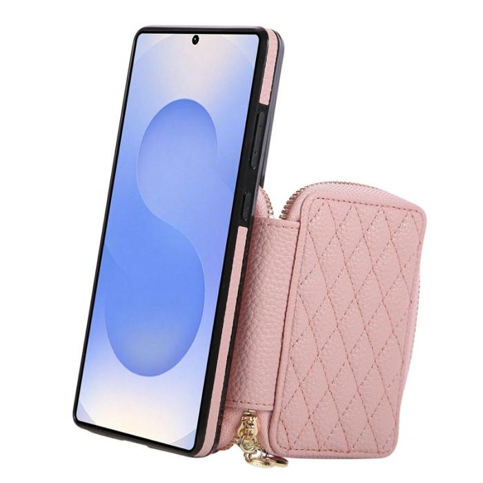 OEM - Mobilfodral för Samsung Galaxy S26 Ultra Konstläder med kortfack - Rosa