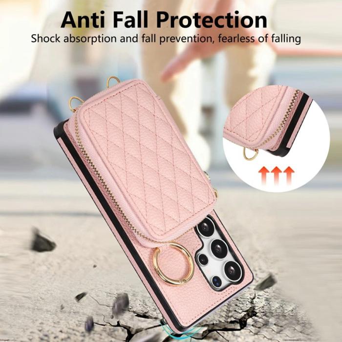 OEM - Mobilfodral för Samsung Galaxy S26 Ultra Konstläder med kortfack - Rosa