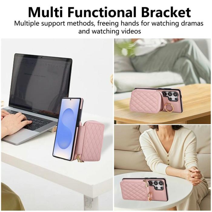 OEM - Mobilfodral för Samsung Galaxy S26 Ultra Konstläder med kortfack - Rosa