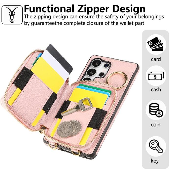 OEM - Mobilfodral för Samsung Galaxy S26 Ultra Konstläder med kortfack - Rosa