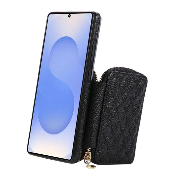 OEM - Mobilfodral för Samsung Galaxy S26 Ultra Konstläder med kortfack - Svart