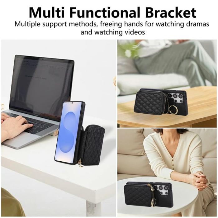 OEM - Mobilfodral för Samsung Galaxy S26 Ultra Konstläder med kortfack - Svart