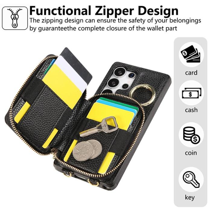 OEM - Mobilfodral för Samsung Galaxy S26 Ultra Konstläder med kortfack - Svart