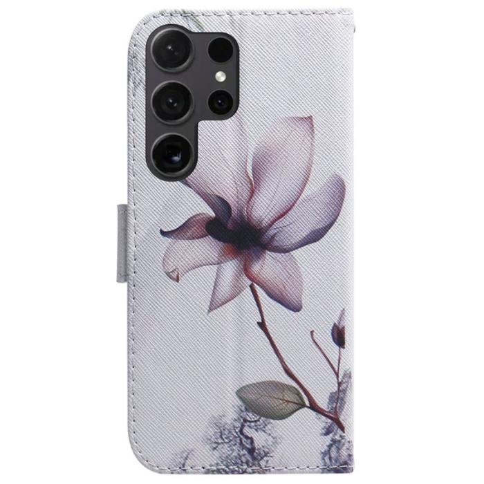 OEM - Plånboksfodral för Samsung Galaxy S26 Ultra Konstläder Mönster - Rosa Blomma