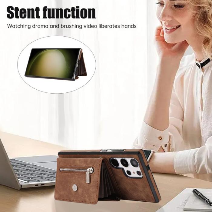 OEM - Mobilfodral för Samsung Galaxy S26 Ultra Konstläder RFID - Brun